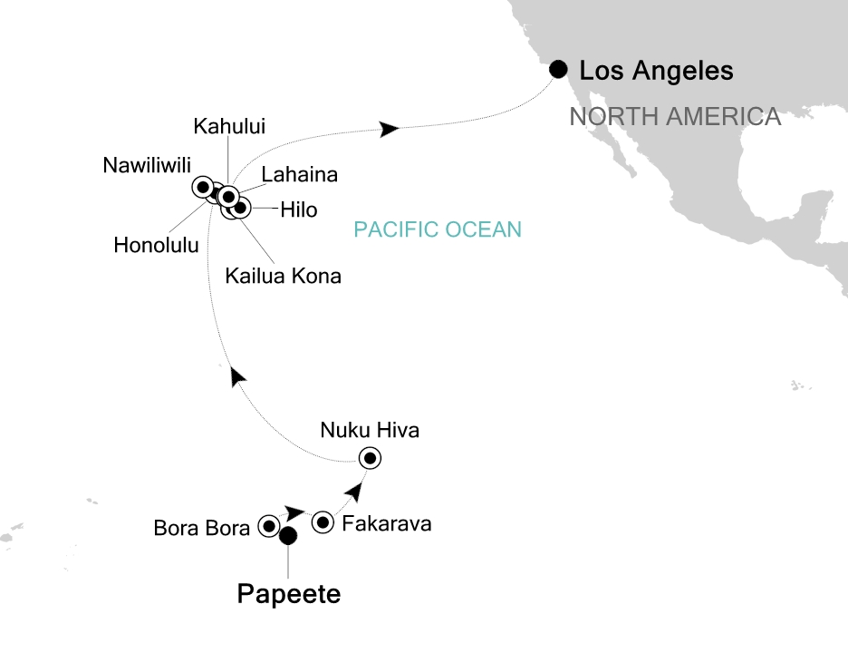 French Polynesia & Pacific Cruise Itinerary Map